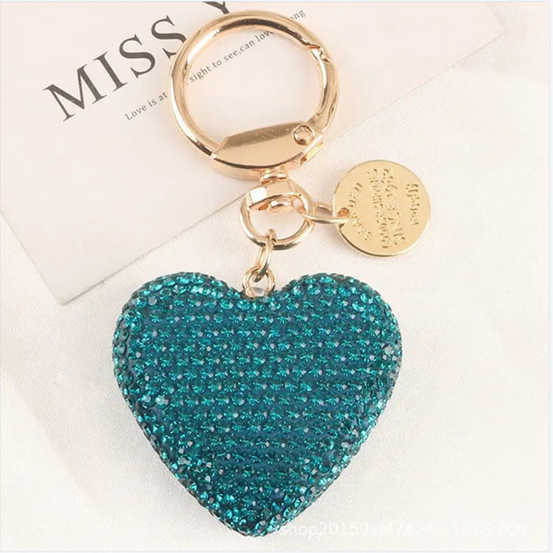 Wholesale Zinc Alloy Full Diamond Peach Heart Keychains